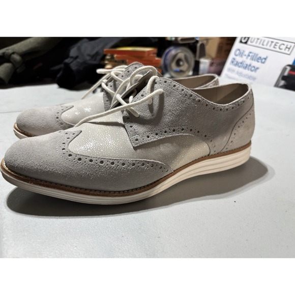 Cole Haan Zero Grand Women's Wingtip Oxfords Comfort Shoes Size 10 Leather Gray - Picture 4 of 6